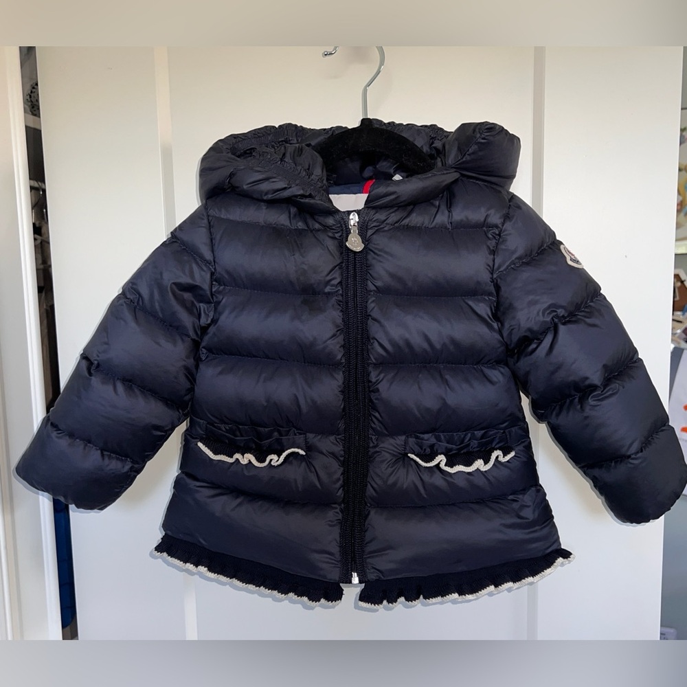 Moncler Temoe ruffle trim down coat for girls,  12-18M